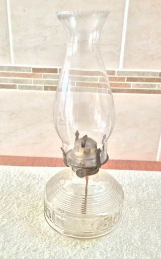 Vintage Lamplight Farms Clear Glass Paraffin Oil Lamp & Chimney