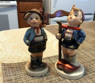 Hummel Goebel Figurines Boy With Walking Stick And Brother Both For One Price