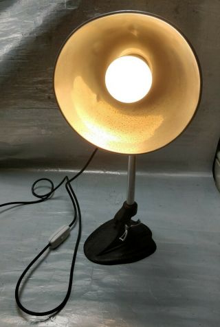Vintage Desk Lamp Cast Iron Base And Removable Work Lamp For Holding By Hand