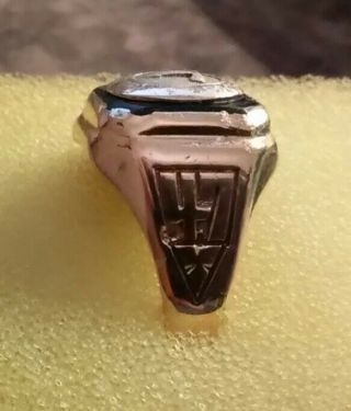 10k Solid Gold Ring with Black Onyx Stone VINTAGE 1947 size 9 1/4 ( (628)) 3