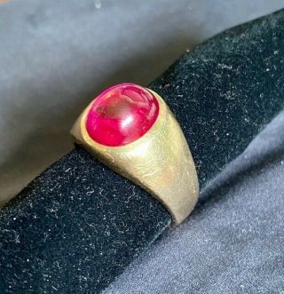 Men ' s Vintage Garnet Ring in 10 Kt Yellow Gold Size 9/10/11 2