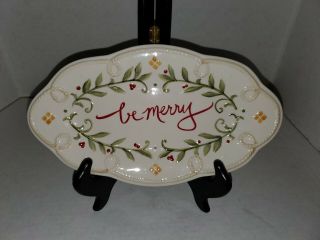 Fitz And Floyd Be Merry Sentiment Tray Christmas Holiday Small Platter