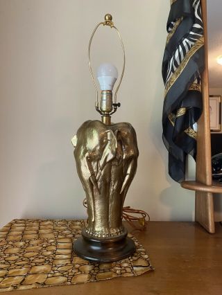 Vintage Mid Century Brass Elephant Lamp Tyndale Chicago Eames Vtg Stiffel