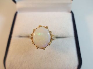 Fabulous Vintage,  London 1978,  9ct Gold White Opal Ring Uk Size P 2.  9g