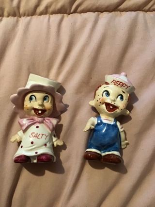 Vintage Salty And Peppy Salt And Pepper Shakers