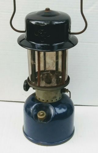 Vintage 1939 Coleman 243a Lantern - - Black & Blue With Mica Globe