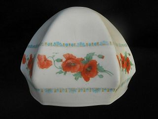 Early 20th C.  Vintage Hand Painted Red Daisies Glass Ceiling Light/lamp Shade A