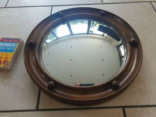 Wooden Circular Port Hole Mirror Vintage