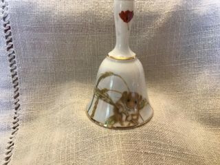 Victoria Fine Bone China Porcelain Bell Mouse Red Poppy Floral England