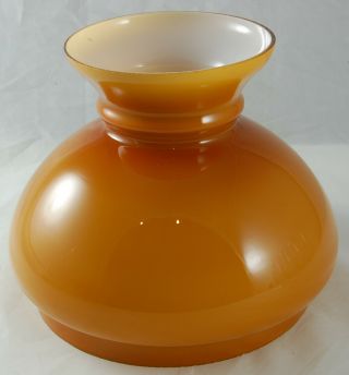 Vintage Amber Over Milk Glass Oil Lamp Shade