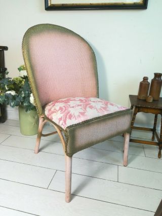 Lloyd Loom Style Chair Sprung Seat By Blind Craft Hull Pink Gold Cond