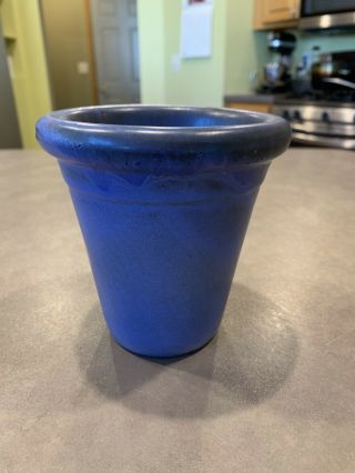 Vintage Catalina Island California Pottery Blue Flower Pot Planter 2