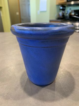 Vintage Catalina Island California Pottery Blue Flower Pot Planter 3