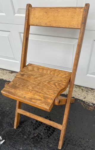 Vintage Snyder Antique Wood Oak Wooden Folding Chair