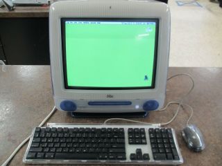 Vintage Apple Imac G3 M5521 Os 9.  1 Computer Blueberry Blue W Keyboard Mouse