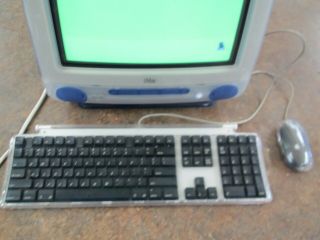 Vintage Apple iMac G3 M5521 OS 9.  1 Computer Blueberry Blue w Keyboard Mouse 3