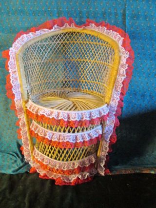 Vintage Wicker Rattan Childs Peacock Chair Photo Prop 22 Ins High 11 Ins Deep