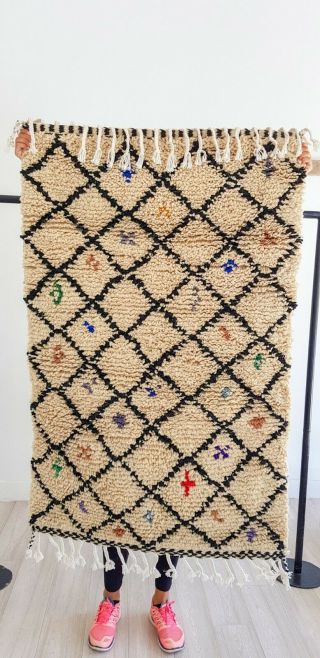 Vintage Moroccan Rug,  Handmade Wool Rug,  Authentic Beni Ourain Rug Berber Rug
