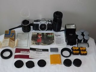 Vtg Canon Ae - 1 35mm Slr Camera With Accessories,  Ex