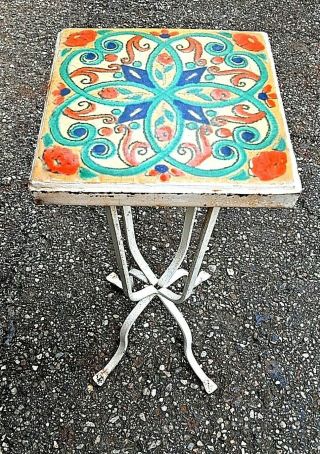Vintage Catalina Island Pottery Tile Top Iron Table