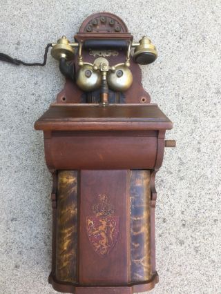 Vintage Rikstelefon Telephone.  Antique Wall Phone