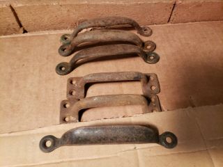 6 Misc Antique Iron Drawer Pull Handles Rustic Cabinet Kitchen
