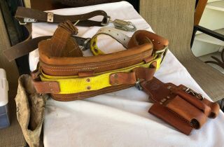 Bashlin Climbing Belt Tool Holster Vintage Lineman Pole Belt Size D 24,  Extra