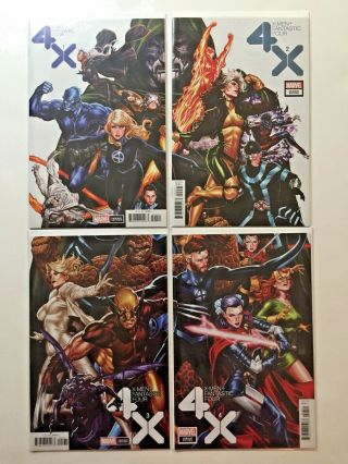 X - Men Fantastic Four 1 - 4 Complete Mark Brooks Connecting Variant Covers Full Set