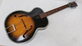 Vintage 1971 Harmony H1215 Archtop Acoustic Guitar W/ Chipboard Case