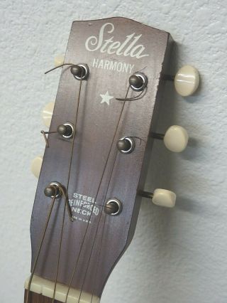 Vintage Harmony Stella Acoustic 1/4 Guitar 60 ' s 70 ' s Made in USA 2
