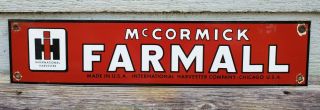 Old Vintage Mccormick Farmall International Harvester Porcelain Farm Sign