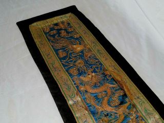 Antique Chinese Gold Metal And Silk Thread Embroidery Textile With Dragon