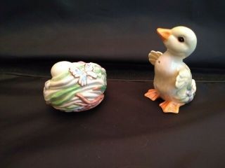 Fitz an Floyd Classics Duck and nest salt and pepper shakers EUC 2