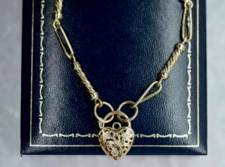 Art Deco Vintage Jewelry Bracelet With Heart Padlock Antique Jewellery