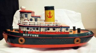 Vintage Neptune Tug Boat Battery Operated Japan