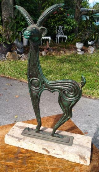 Old Vintage Mid Century Modern Art Sculpture Brass Animal Mexico Goat Ram Mcm