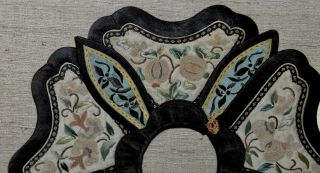 ANTIQUE CHINESE Silk Embroidered COLLAR Framed FORBIDDEN STITCH 3