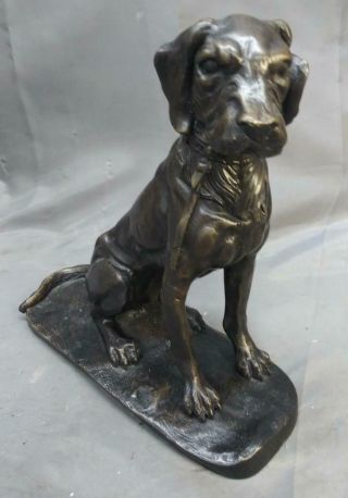 Old Vintage Bronze Art Sculpture Statue Hunting Dog Figure Figurine Animal