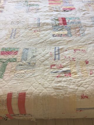 Antique/vintage Handmade/hand Sewn Patch Work Quilt Very Worn