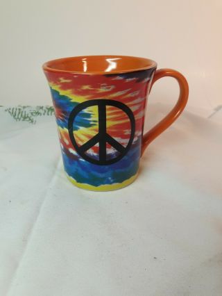 Tie Dye Mug Cup Peace Symbol Coffee Tea Cocoa Jj