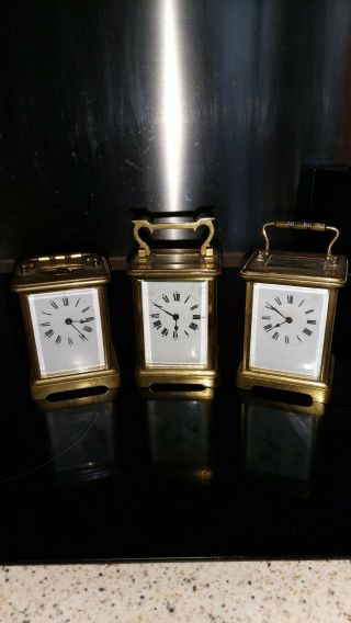 3 X Vintage Brass French - 8 Day Carriage Clocks Not