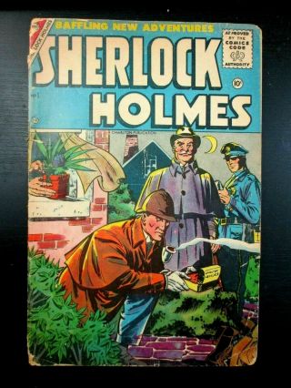 Sherlock Holmes 1,  1955 Charlton Pub.  Comic,  G,  2.  0,  The Final Curtain,  Scarce