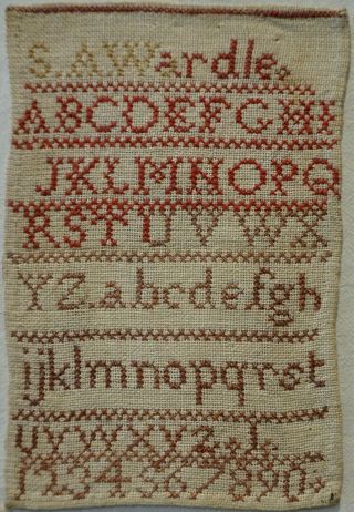 Very Small Late 19th Century Alphabet Sampler By S.  A.  Wardle - C.  1875