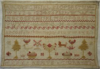 Early/mid 19th Century Alphabet & Motif Sampler By Mary Neave - 1839