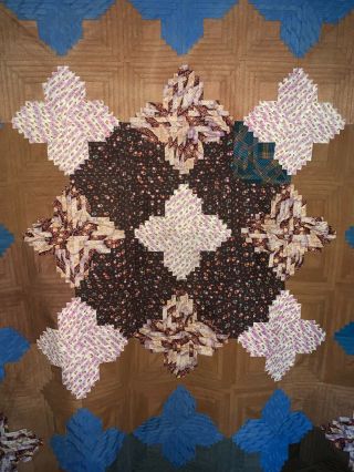 Early Antique C1880 Log Cabin Quilt Top Unusual Visual Graphic Pattern 80 