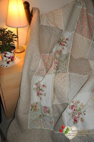 Annie Natural Patchwork Sofa/Chair/Bed Throw/Blanket made with Laura Ashley Fabr 2