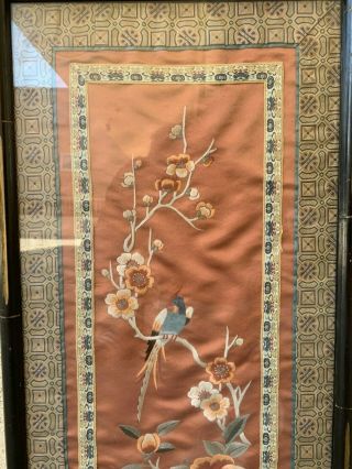 Estate Old House Chinese Antique Hand Made Framed Silk Embroidery/Fabric 3