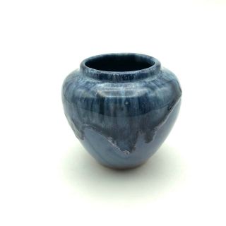 Vintage Blue Drip Glazed Pottery Vase Paul E.  Cox Orleans La.