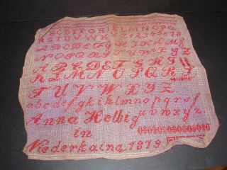 Small Mid/late 19th Century Alphabet Sampler Signed Dated 1879