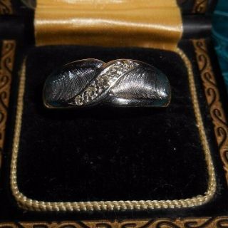 Vintage 1950s 14k White Gold Diamond Accent Wedding Band Ring Size 10 - 6 Grams